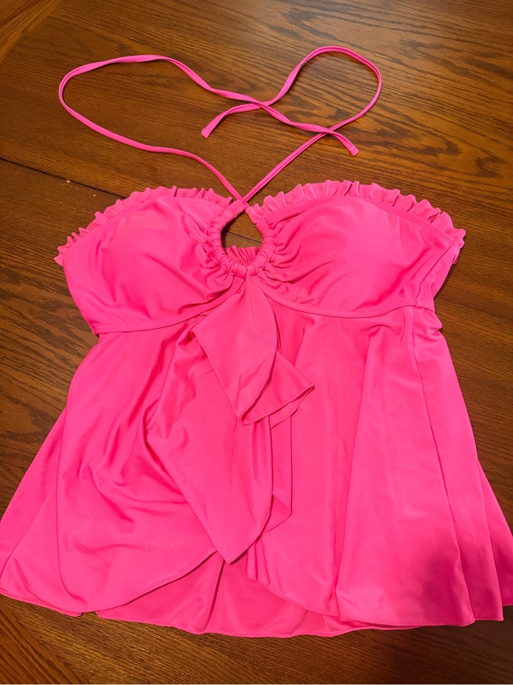 Women’s Plus SHEIN Curve 3x Hot Pink Halter Flowy Tankini Top Swimsuit Top